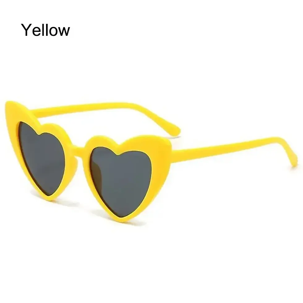 Thumbnail: Yellow heart-shaped sunglasses, vintage design, labeled 'Yellow', Kids Heart Sunglasses.