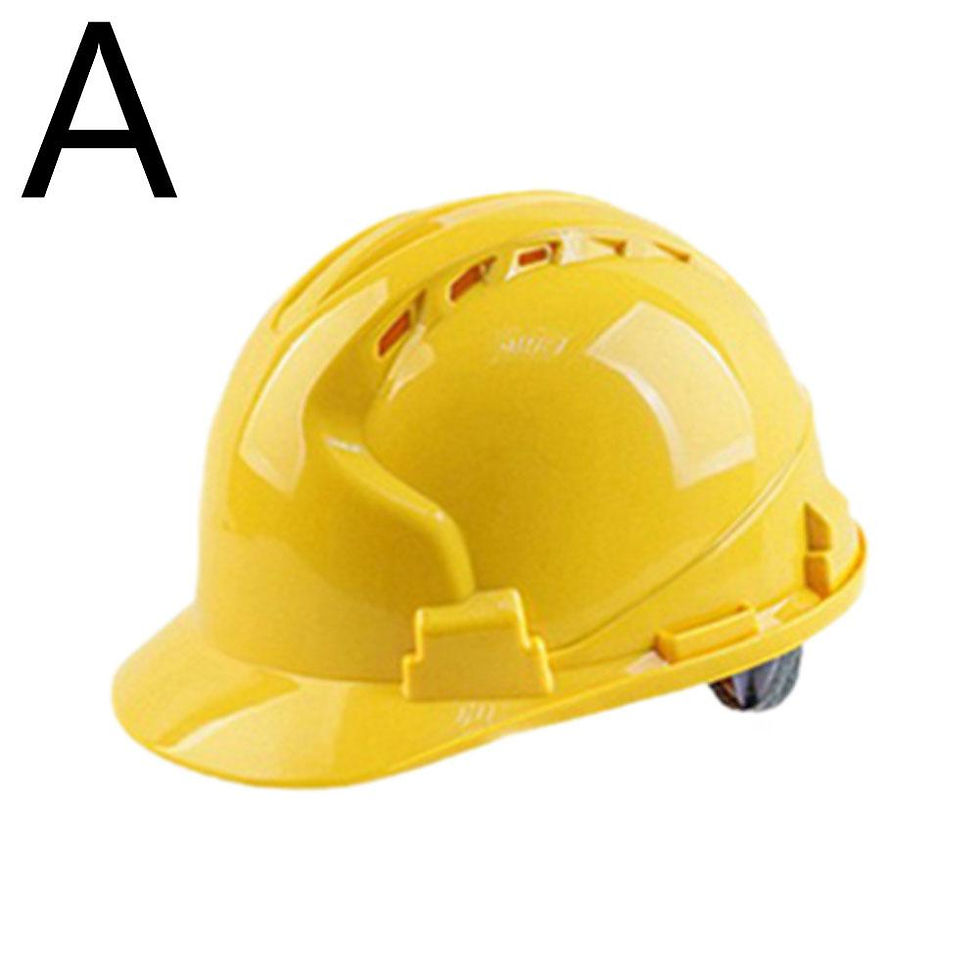 थंबनेल: A collection of solid construction hard hats in various colors, designed for worker safety on construction sites.