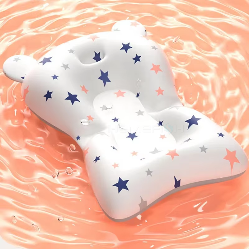 Thumbnail: White baby bath cushion with stars floating in water NanaPouchKids