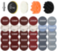 Sanding discs and polishing pads kit, grits 800 to 5000