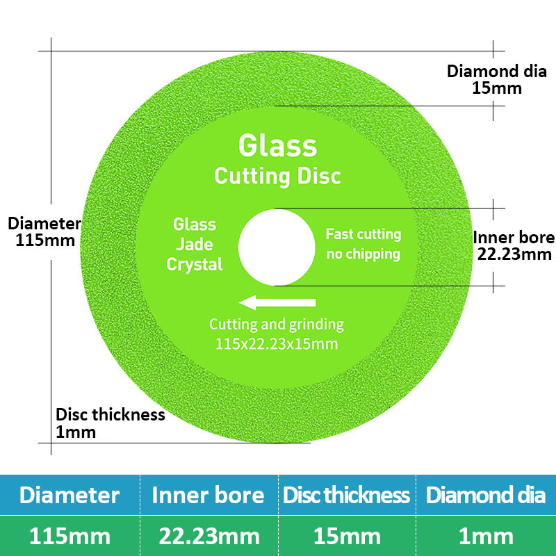縮圖：Glass Cutting Disc, 115mm diameter, 1mm thickness, 15mm diamond dia