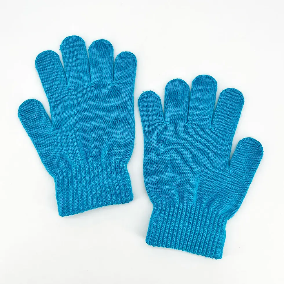 Thumbnail: Pair of bright blue knitted gloves