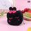 Thumbnail: Black bunny coin purse with eyelashes and a pink bow. A8 NanaPouchKids