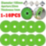 Thumbnail: Ten-piece set of green diamond grinding wheels, 100mm, ideal for polishing and glass cutting tasks.