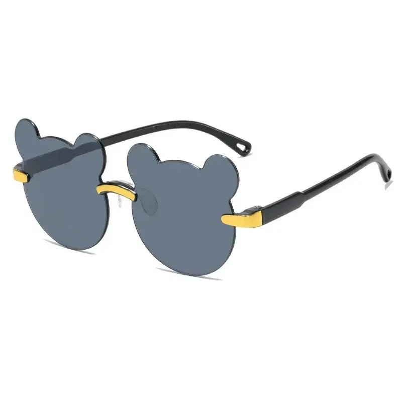 Thumbnail: Bear-shaped sunglasses with black frames and golden details, stylish fashion accessory. NanaPouchKids