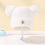 Thumbnail: White baby beanie with pom-poms