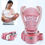 Thumbnail: Woman holding baby in pink carrier, NanaPouchKids, convenient and safe.