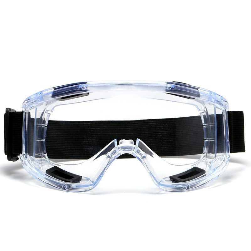 Küçük resim: Clear safety goggles with black elastic band