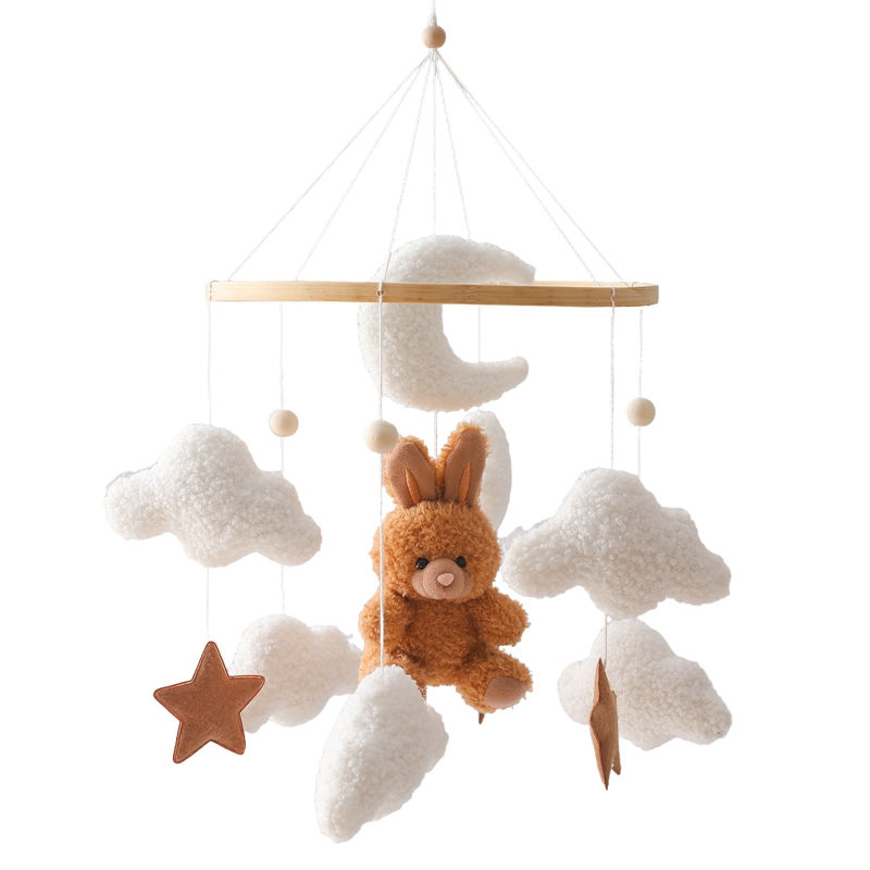 Thumbnail: Cute bunny crib mobile with clouds and stars