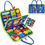 Thumbnail: Blue fabric toy bag with colorful shapes and illustrations, NanaPouchKids.