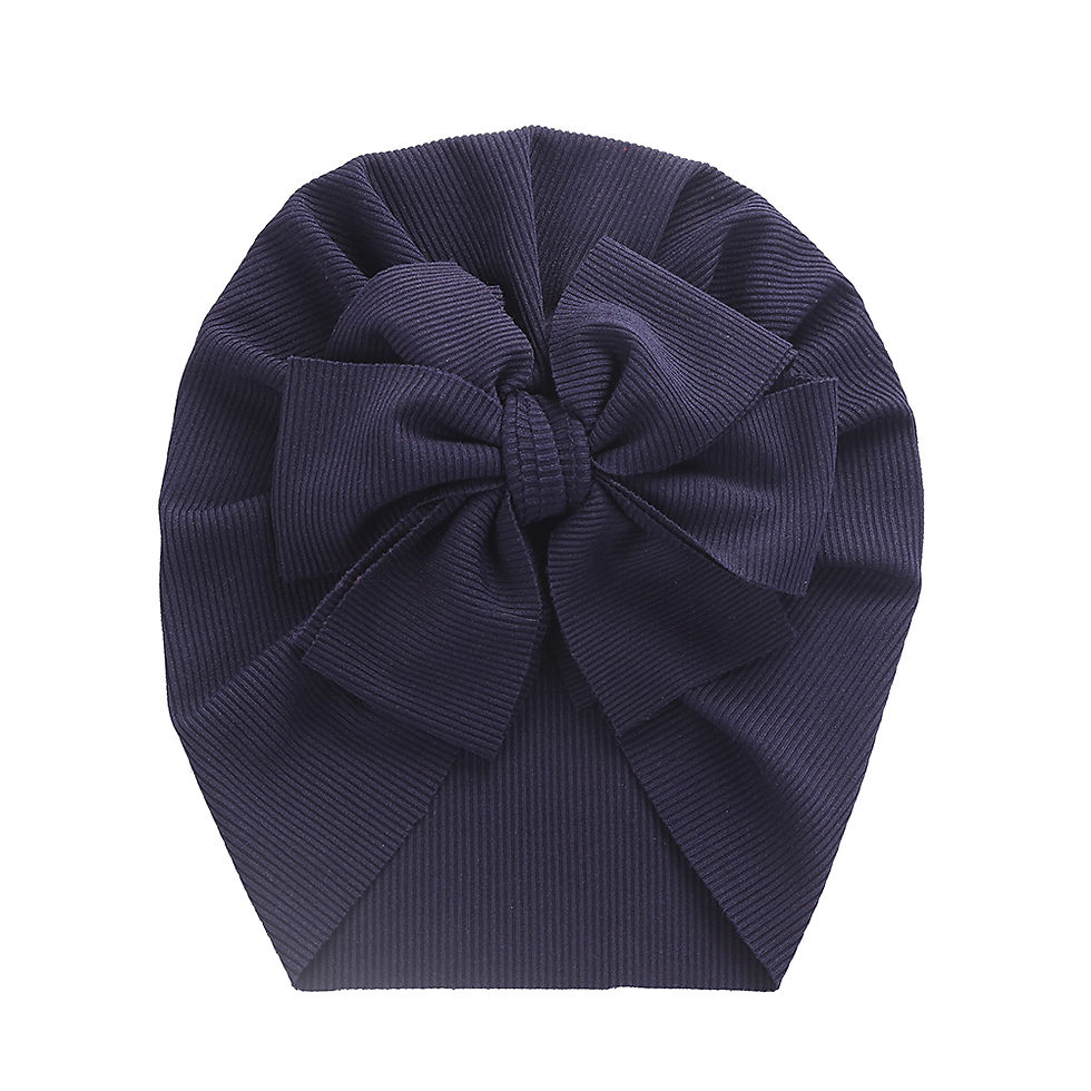 Thumbnail: Navy blue baby turban with large bow