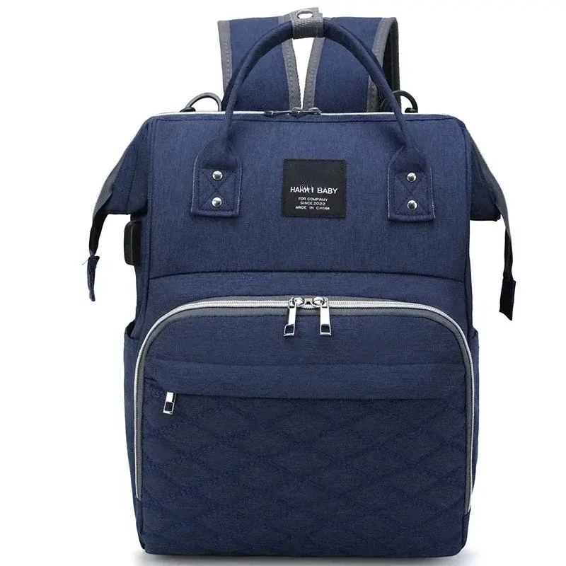 Thumbnail: Navy blue diaper backpack with multiple pockets