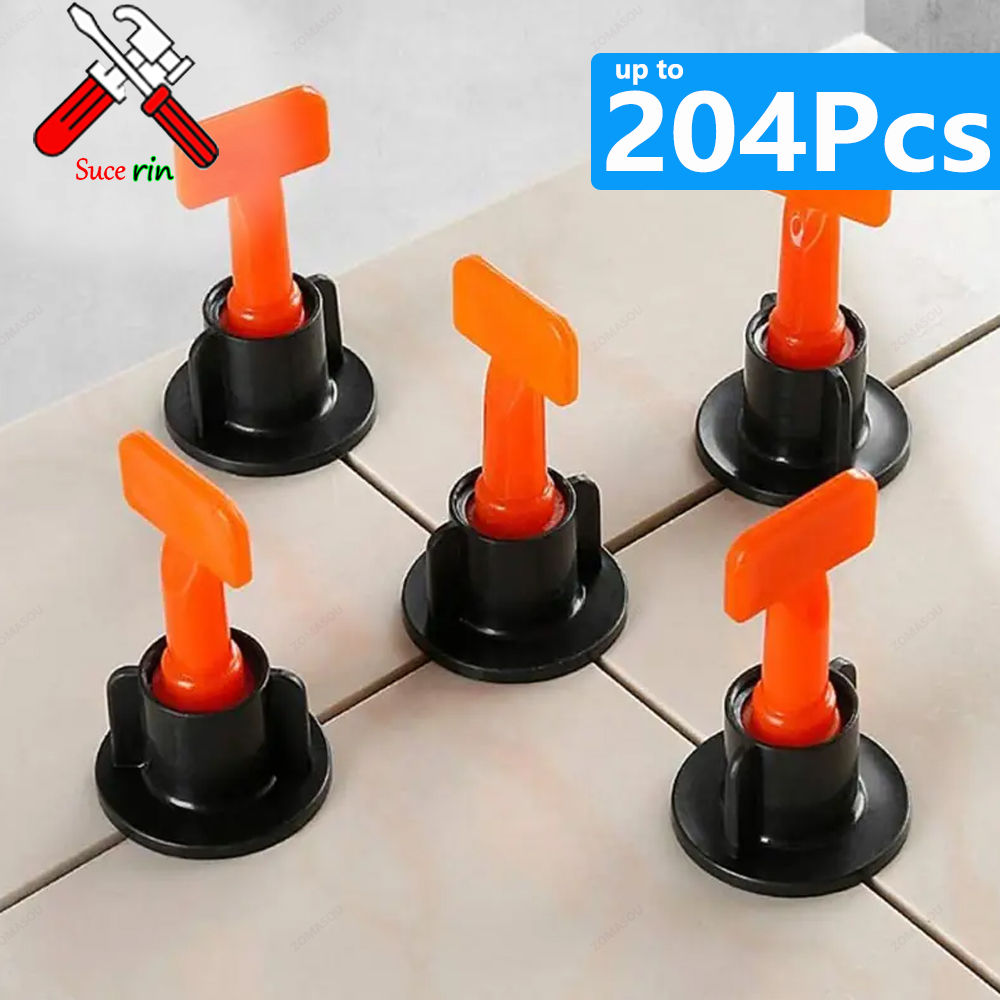 Tile flooring grout repair tools in 4pcs and 20pcs sets, with a ceramic tile leveling system offering 50 to 150 pieces.
