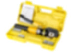Hydraulic crimping tool set in yellow case with dies