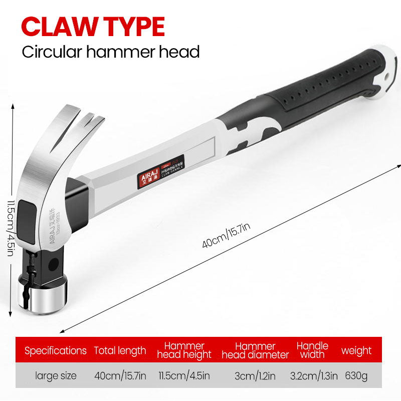 Miniatura: High carbon steel Aira hammer, precision forged, with short and long handles suitable for double nail tasks.