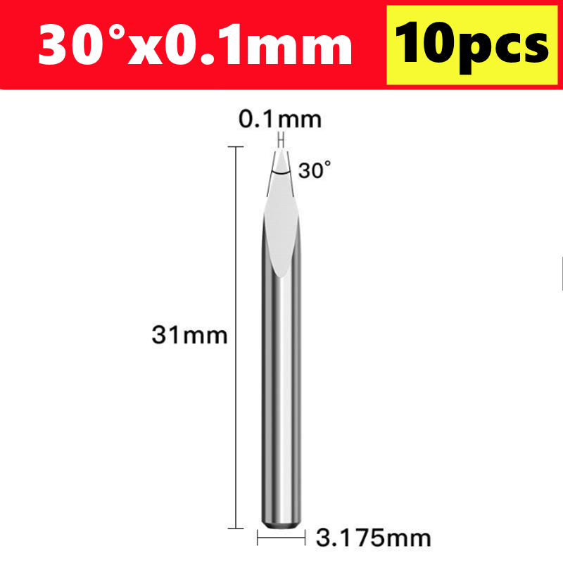 Miniatura: 30°x0.1mm 10pcs CNC Engraving Bit 3 Edge Pyramid Engraving Bits