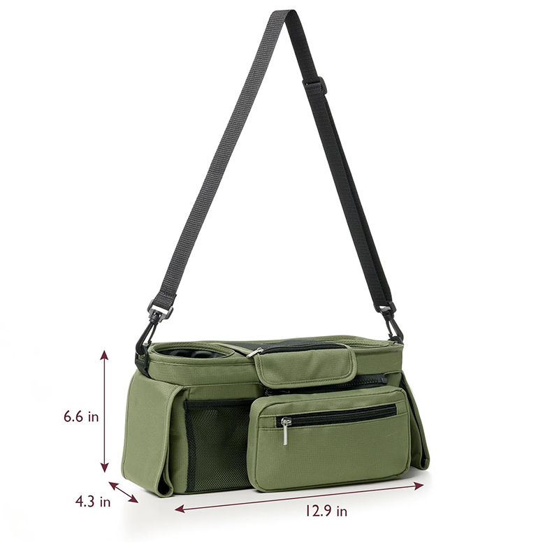 Thumbnail: Large olive-green baby travel bag with pockets