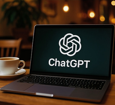 Laptop met ChatGPT - Koffie - Gezellig_e