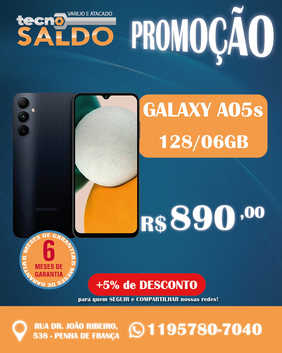 SAMSUNG GALAXY A05S 128/06GB