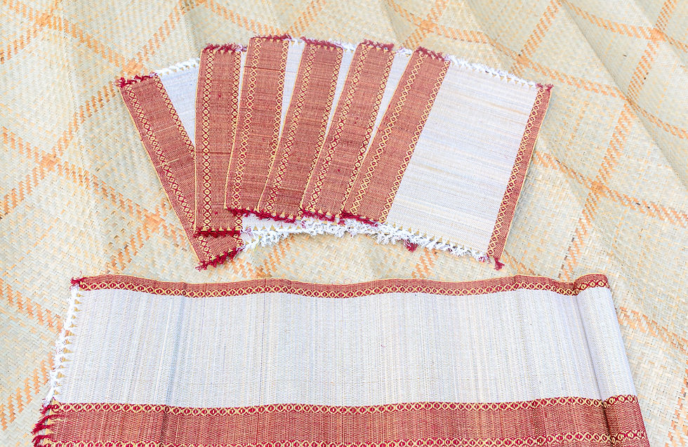 Madurkathi Dining Table Mats | 1 Set - 1 Table Runner + 6 Dinner Mats