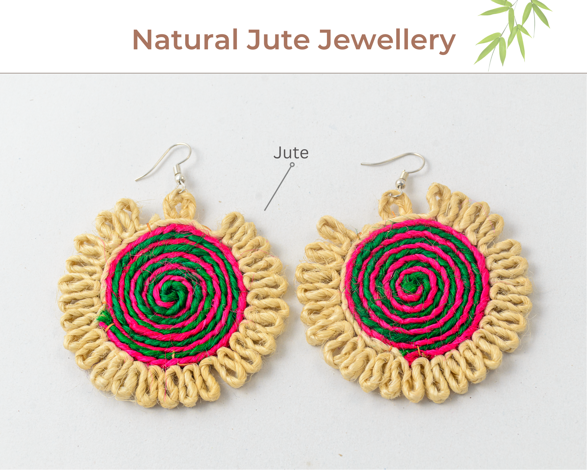 Natural Jute Earrings | 1 Pair | 6.5X6.5 cms