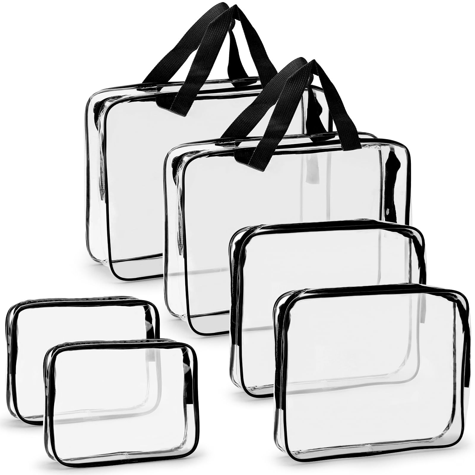 Tbestmax 6 Packs Clear Cosmetic Bags Makeup Bags Portable Waterproof Travel Toil