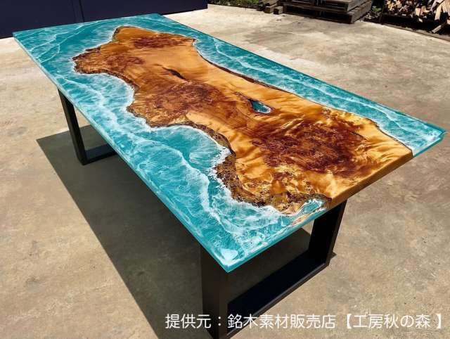 海アート レジンテーブル 波アート