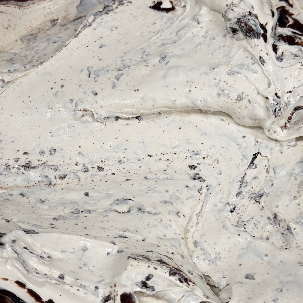 Scoop of Peppermint Stracciatella Stout ice cream from Scoops on Tap