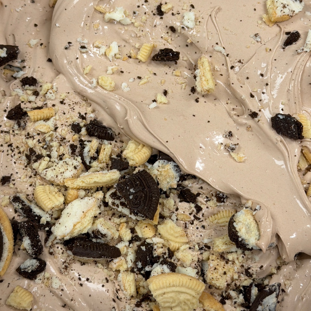 Scoop of Chocolate Malted Hazelnut Crunch ice cream from Scoops on Tap