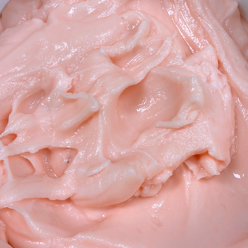 Scoop of Shirley Temple Sorbet ice cream from Scoops on Tap