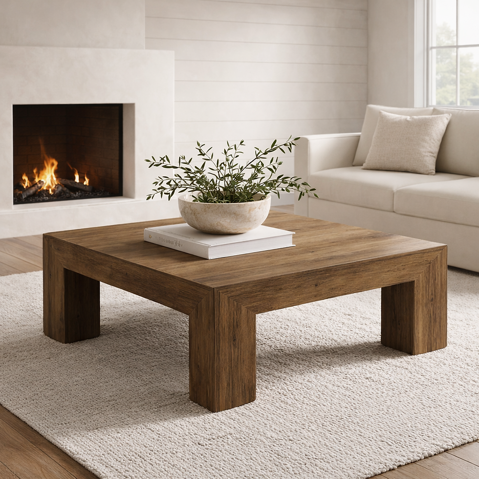 Thumbnail: 39.4” Farmhouse Square Coffee Table – Modern Rustic Centerpiece with Sturdy 