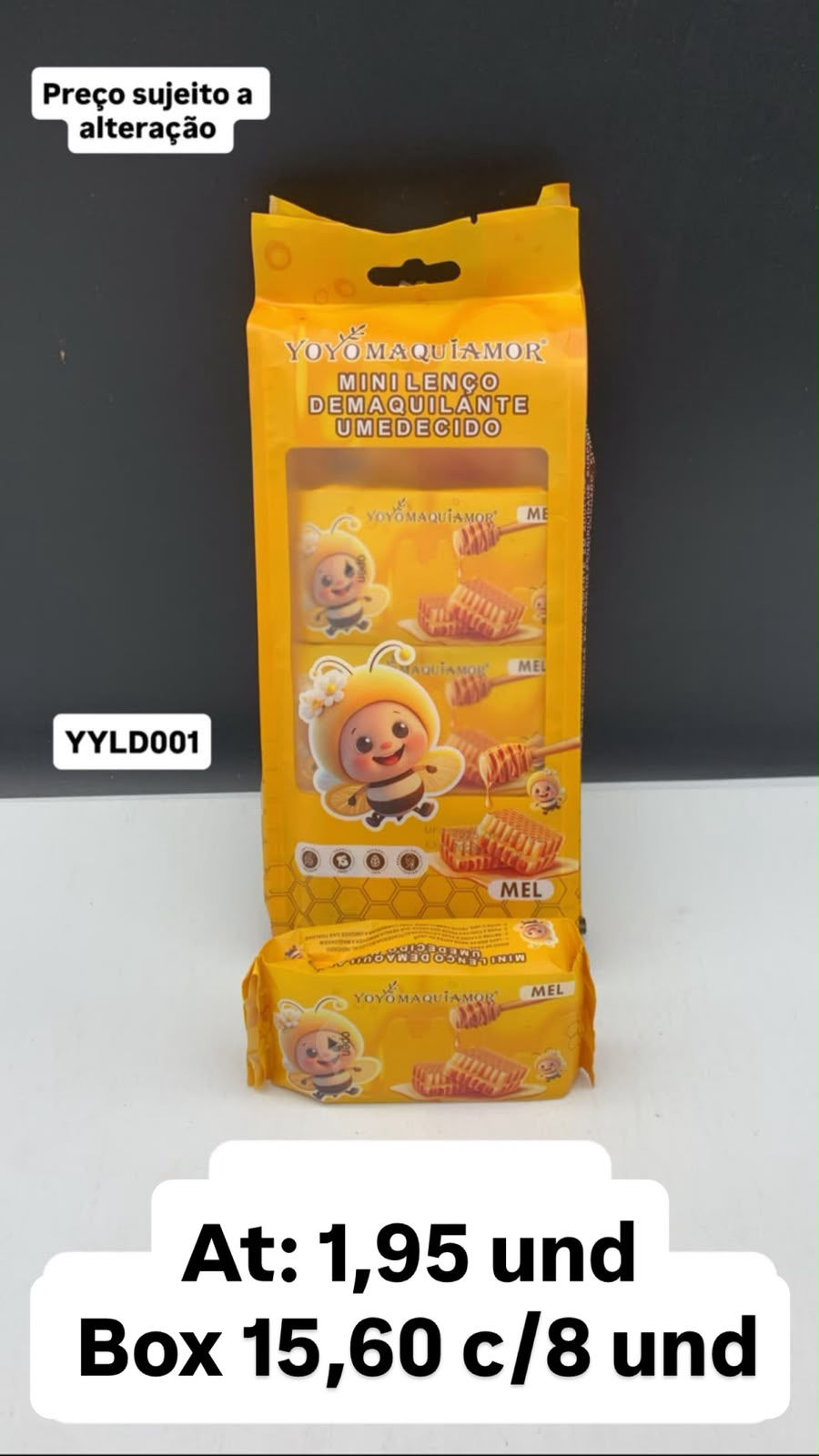 Yoyomaquiamor mini lenço demaquilante unidade (Box com 8)