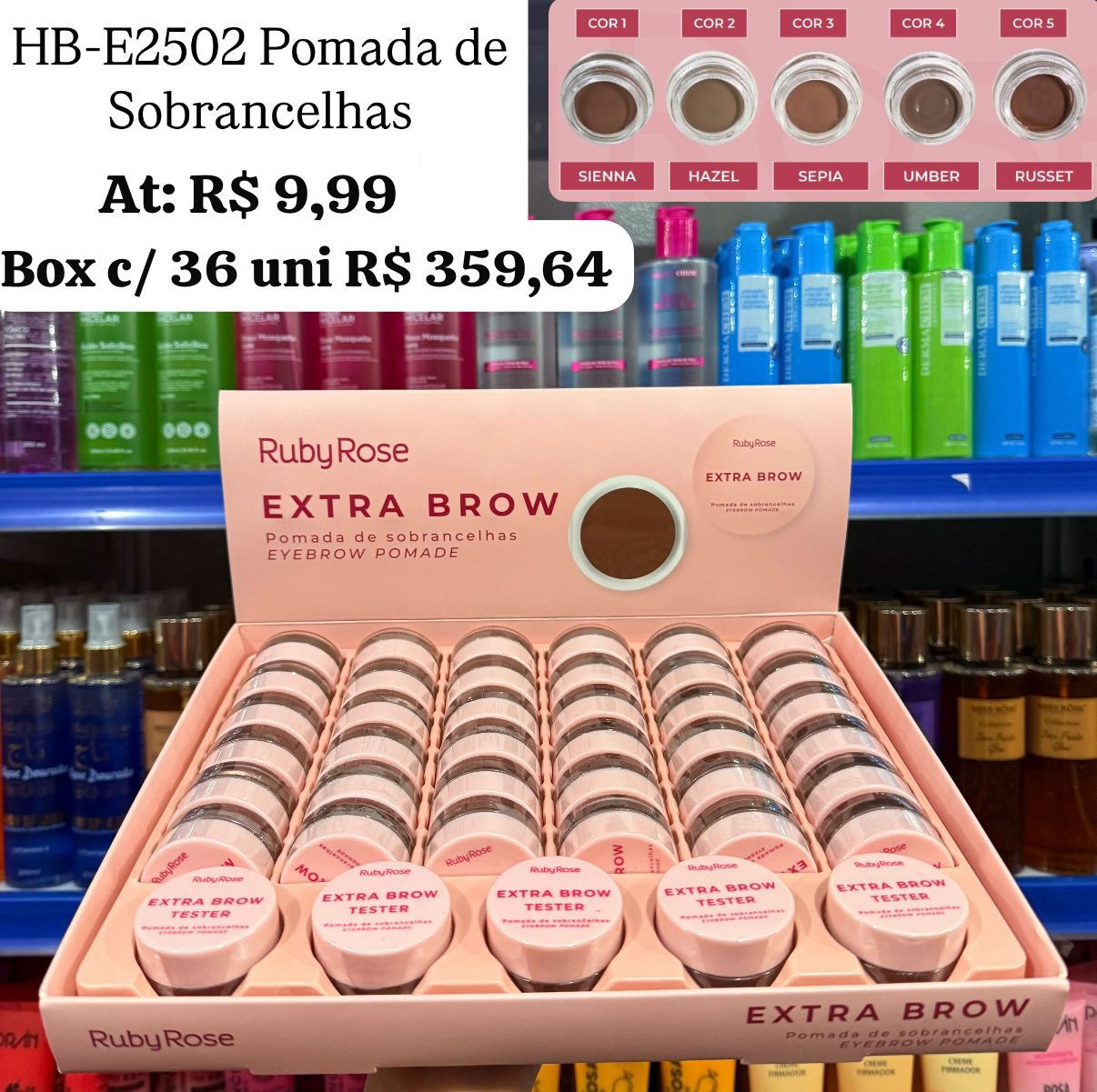 Ruby Rose extra brow  pomada sobrancelha unidade (box vem 36)