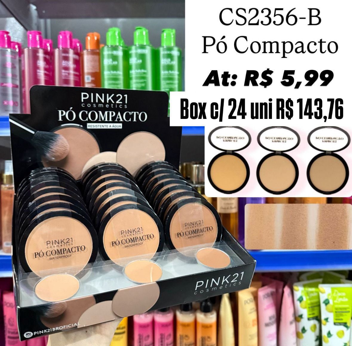 Pó compacto Box B unidade (box vem 24) 