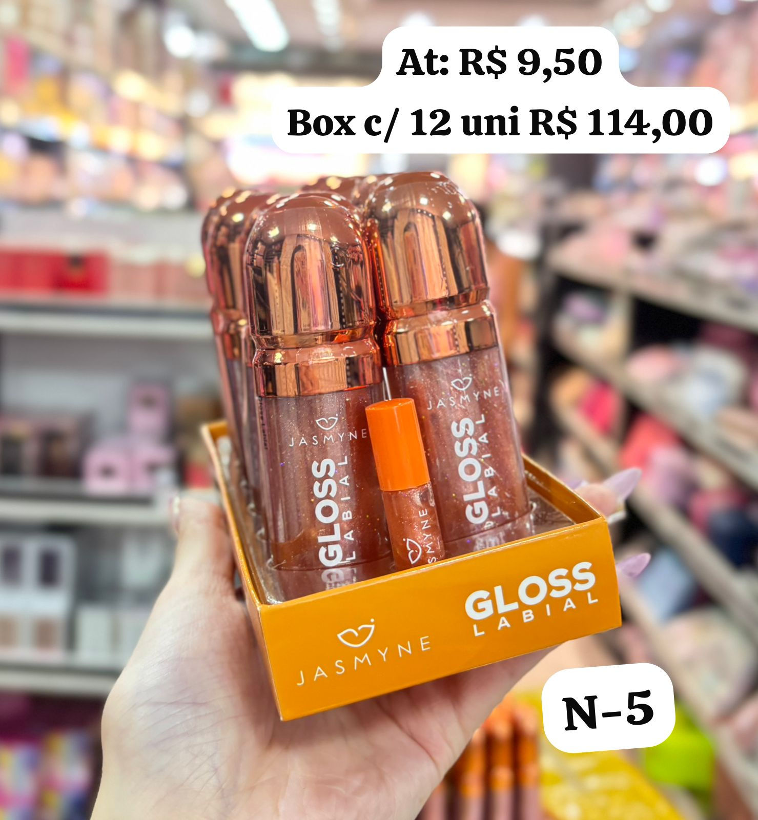 Jasmyne gloss labial n°5  Unidade ( box vem 12)