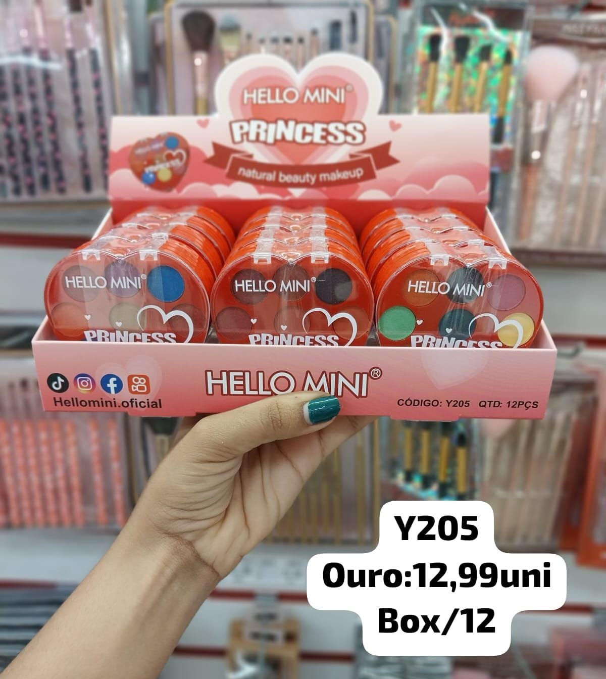 Hello mini paleta de sombra e blush  grupo A unidade ( box vem 12)