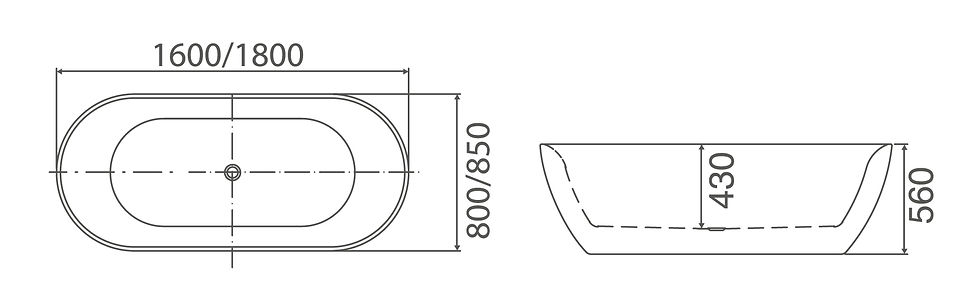 Thumbnail: SEBT188 Free Standing Bath Tub 1600/1800