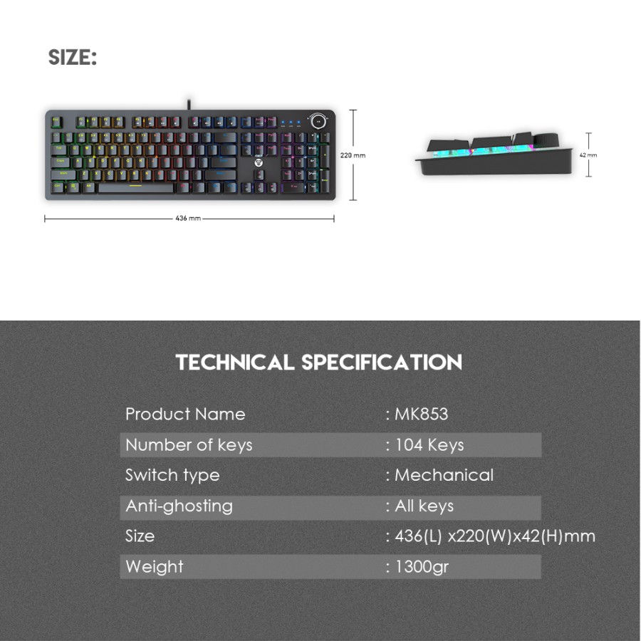 Thumbnail: Fantech Gaming Keyboard MK-853 RGB BLUE SWITCH