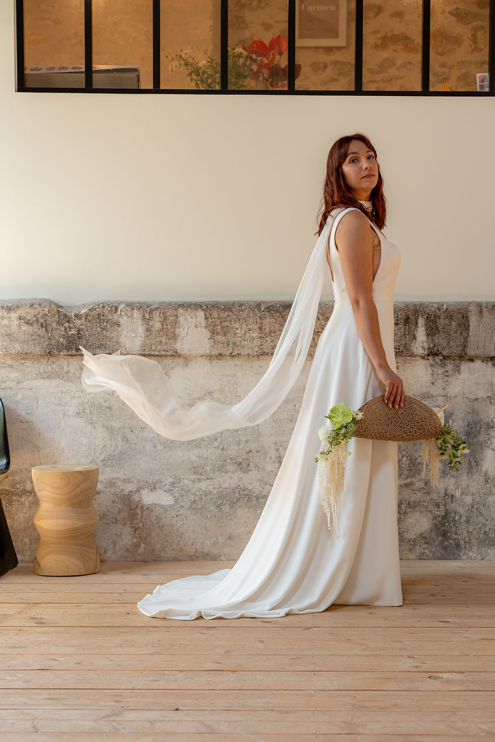 Accessoire de mariée - foulard en mousseline créé sur-mesure à Montpellier par Coe