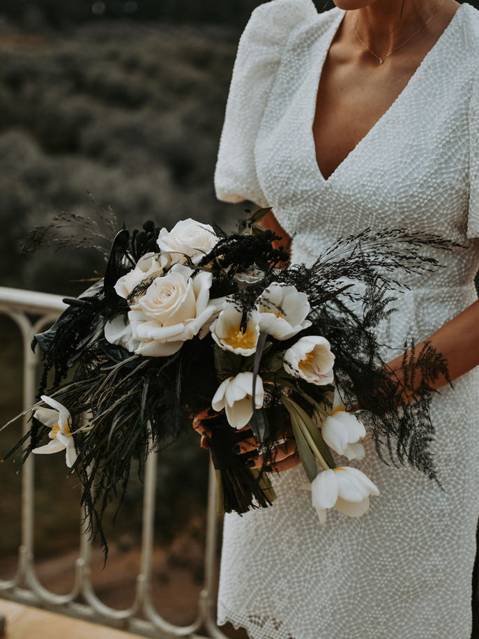 Intemporels Coeur Sauvage - Robe de mariée courte en tissu reliéfé
