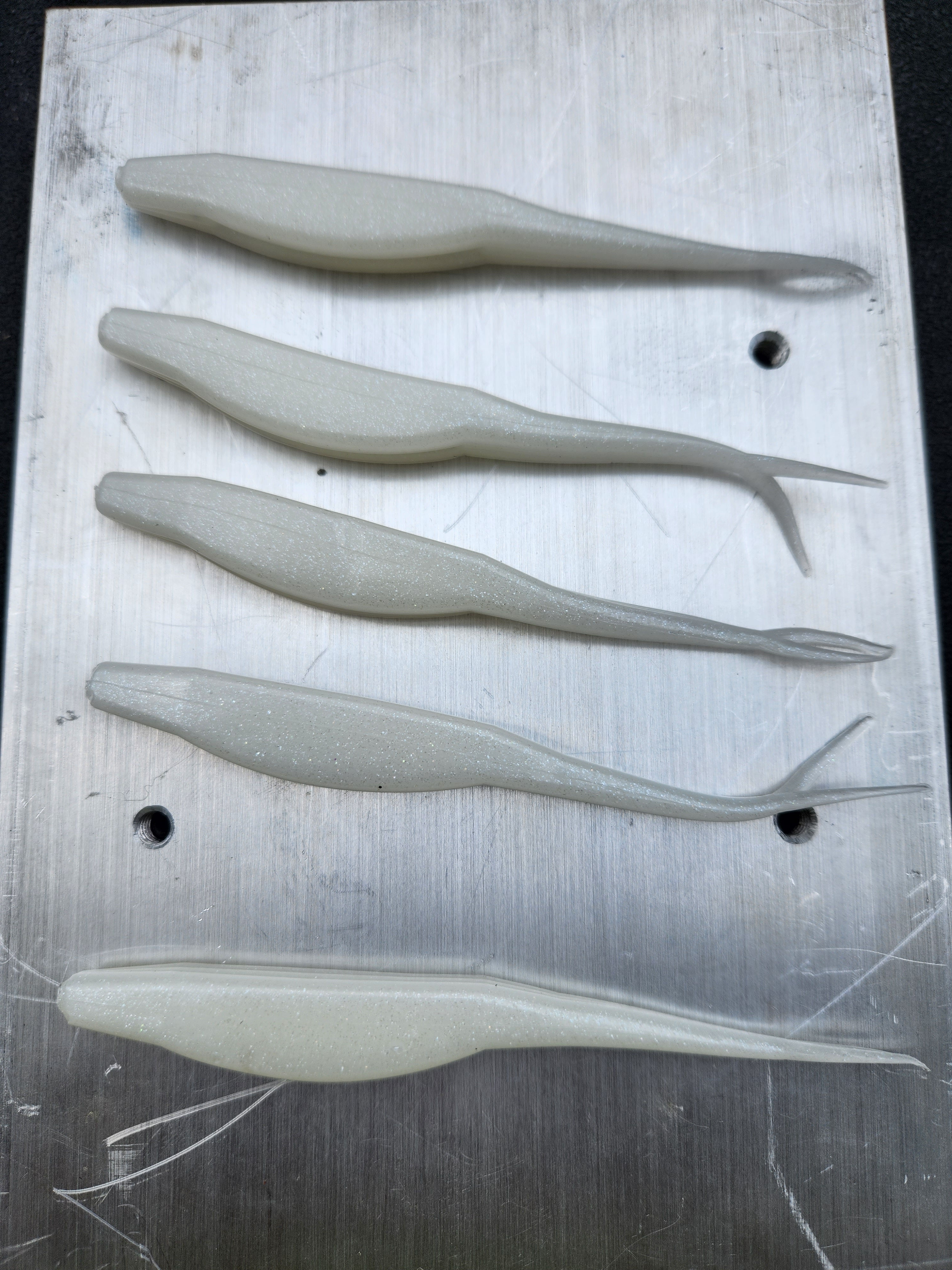 5" Split Tail Pearl White Jerk Bait