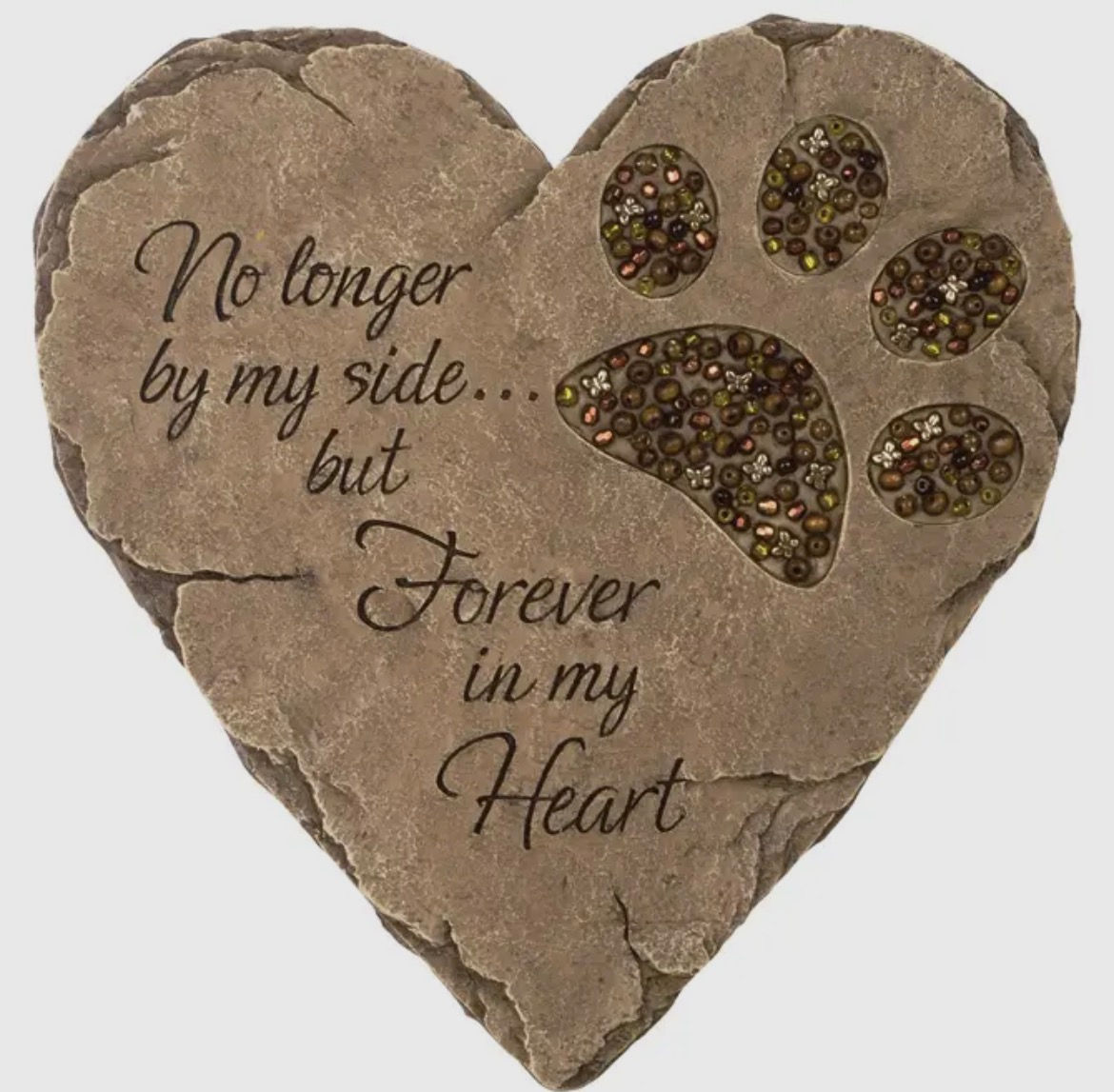 Pet Paw Print Heart Garden Stone 