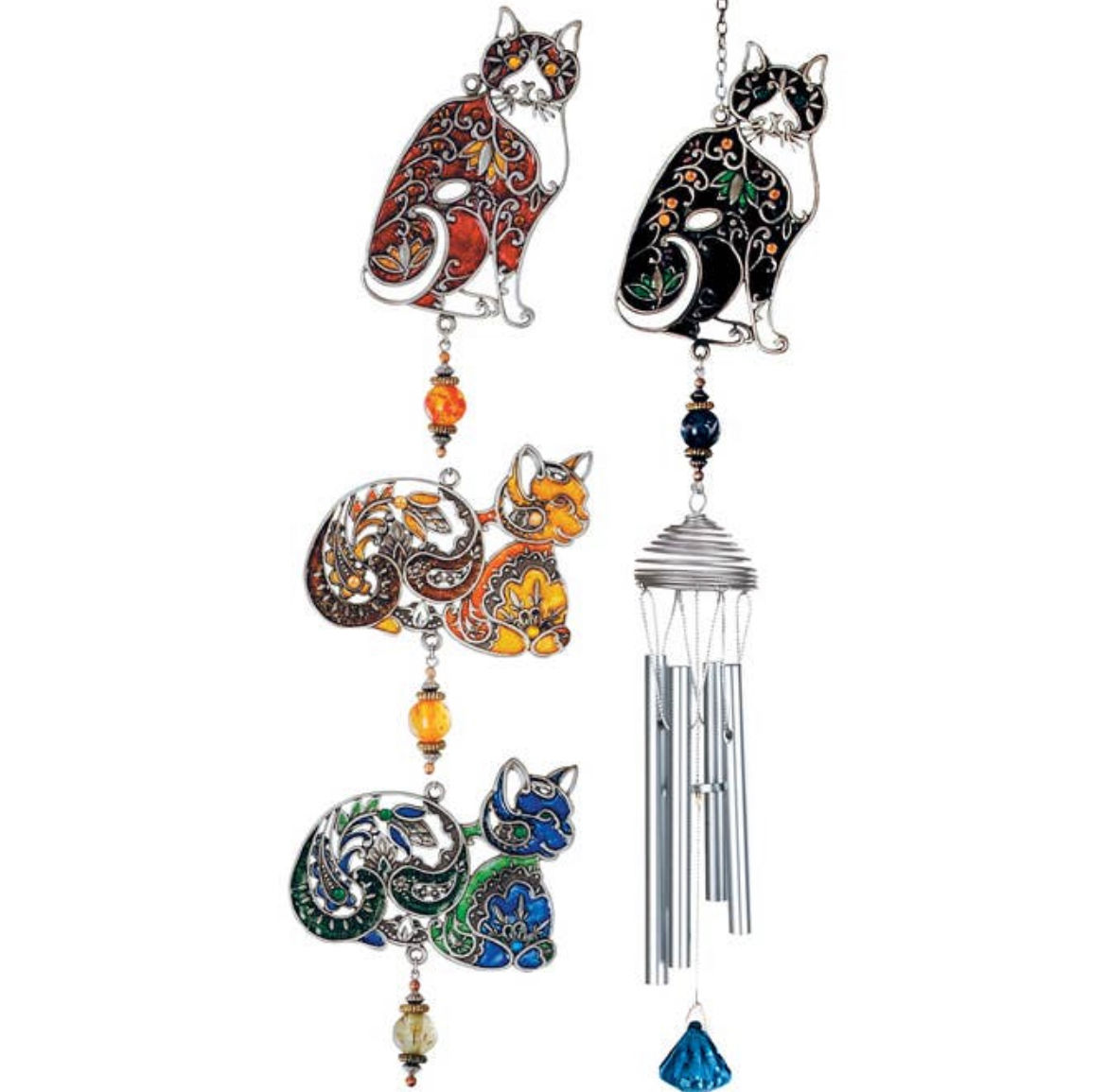 Cat Pewterworks Wind Chime 