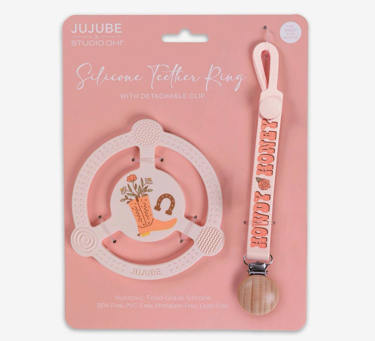 Silicone Teether Ring W Clip Blooming Boot 