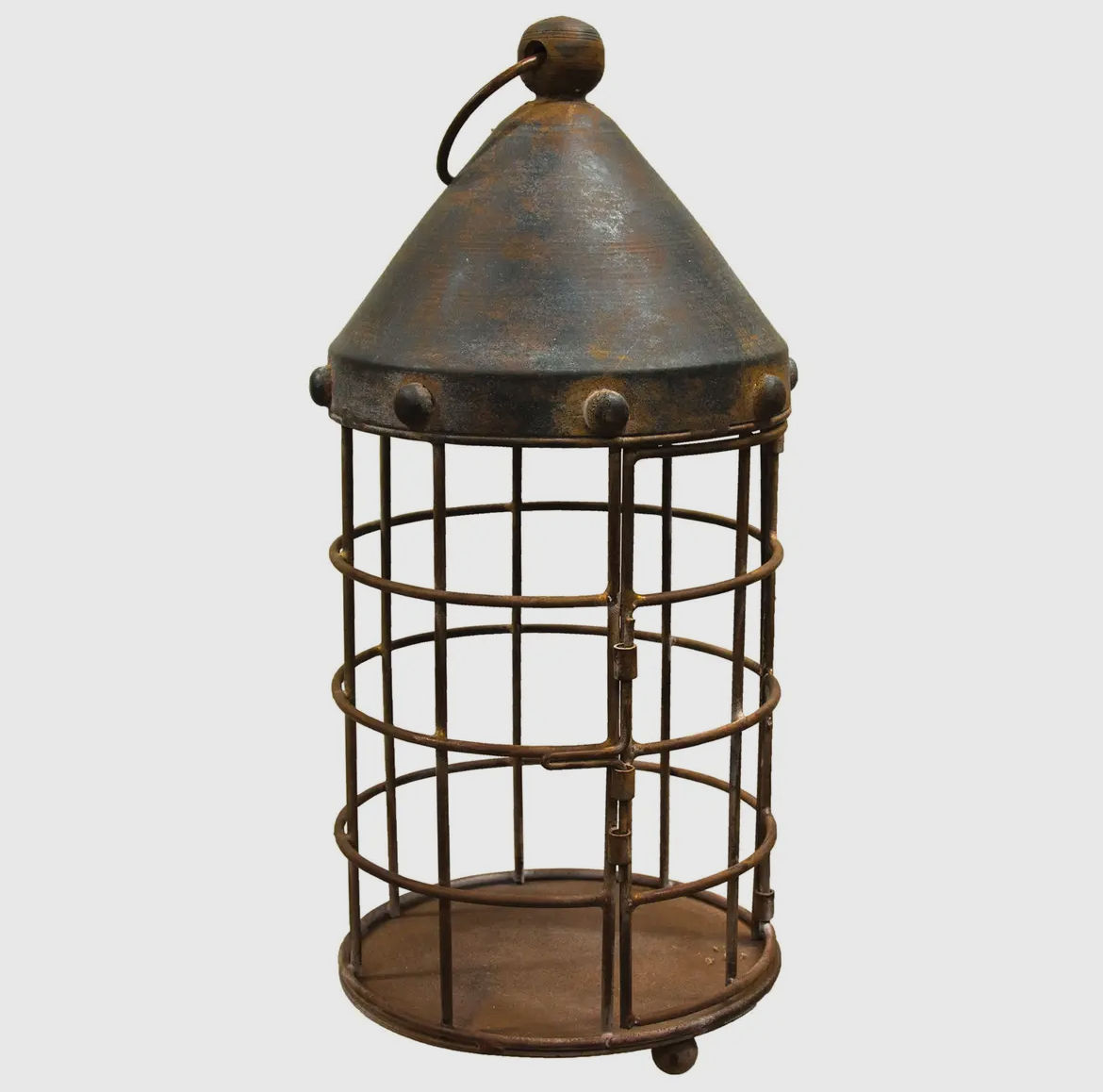 Aged Black Lantern 10” H 5” Dia