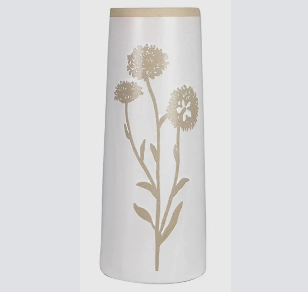 Ceramic Tabletop Vase with Floral Designs 