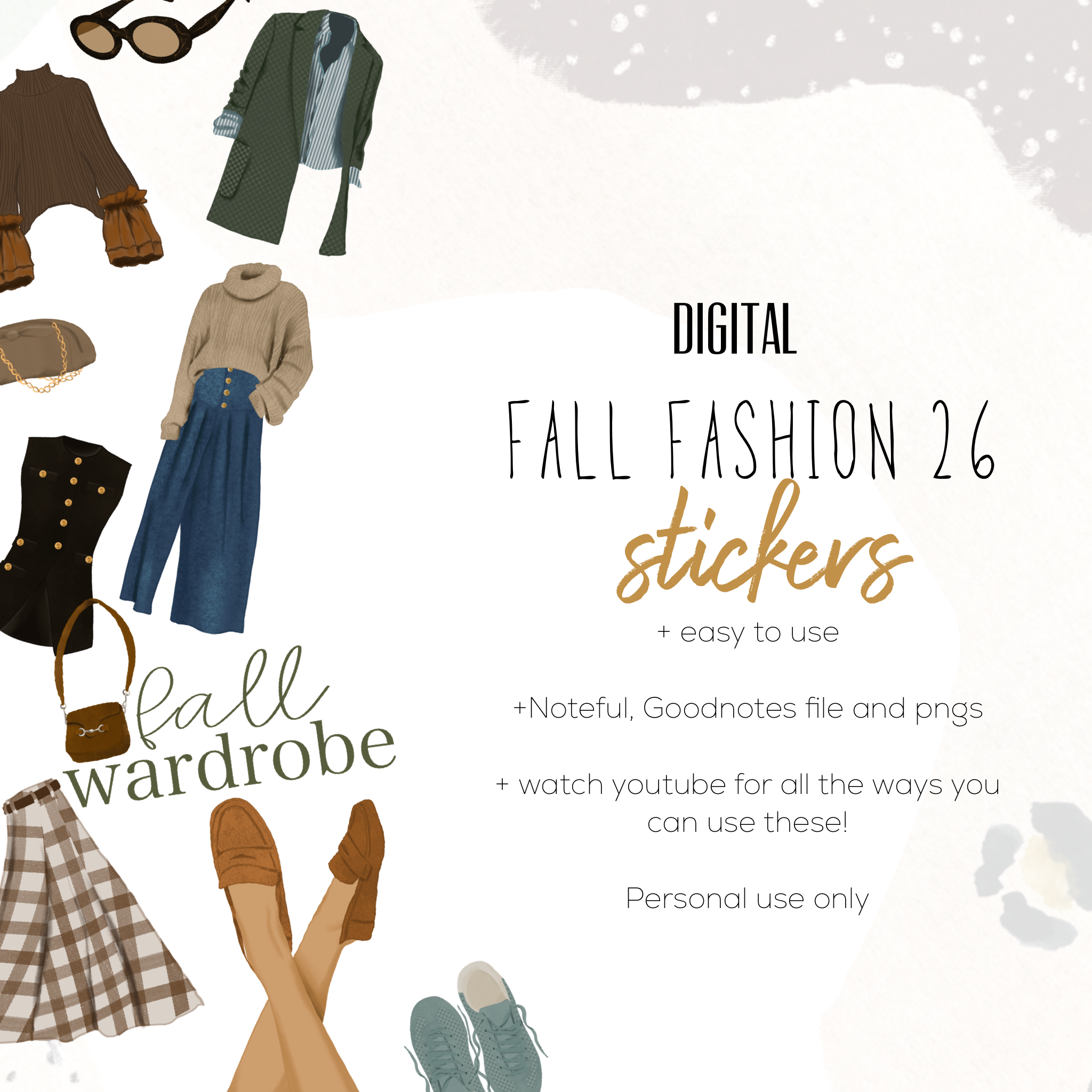 Fall Fashion digital stickers | Planning Stickers