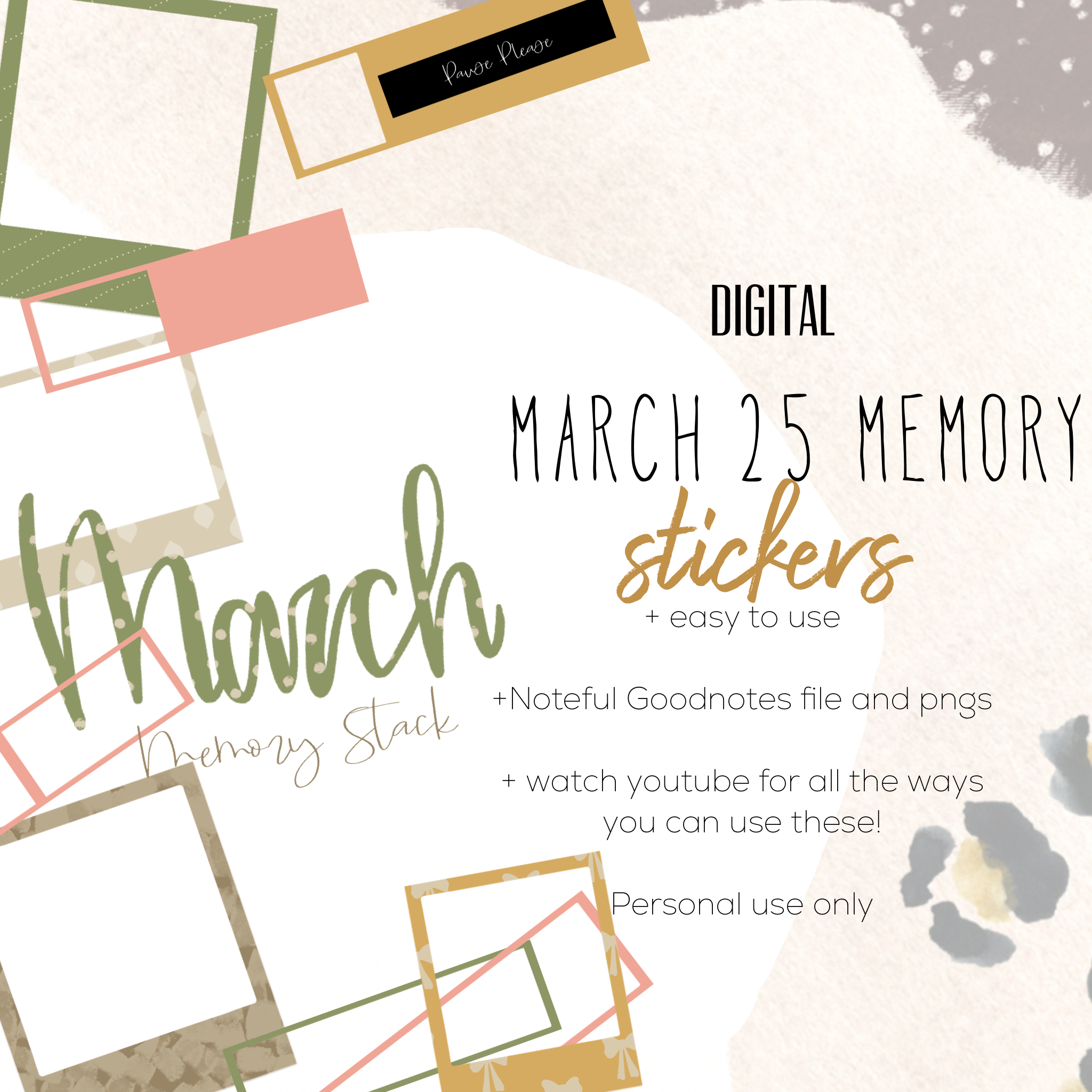 March 26  Memory Digital Stickers