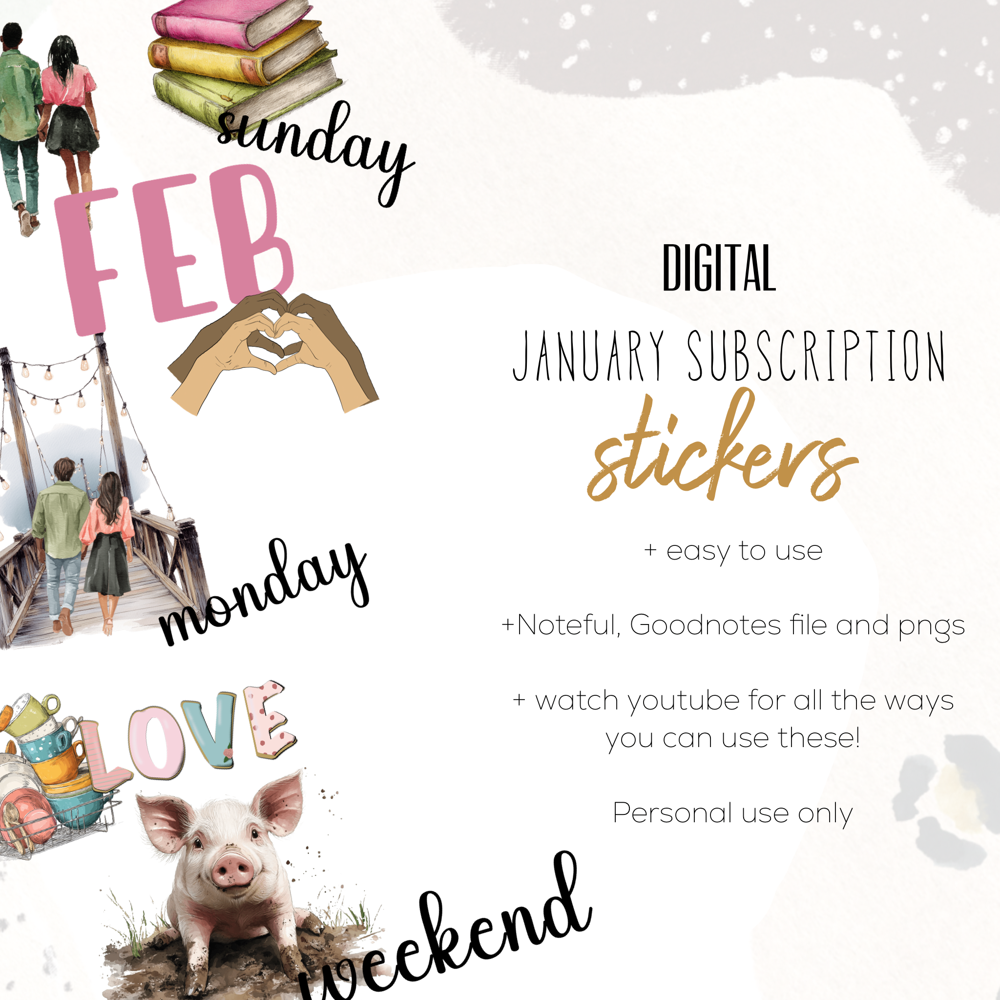 January 26 Subscription Stickers |  Stickers for Goodnotes and Noteful