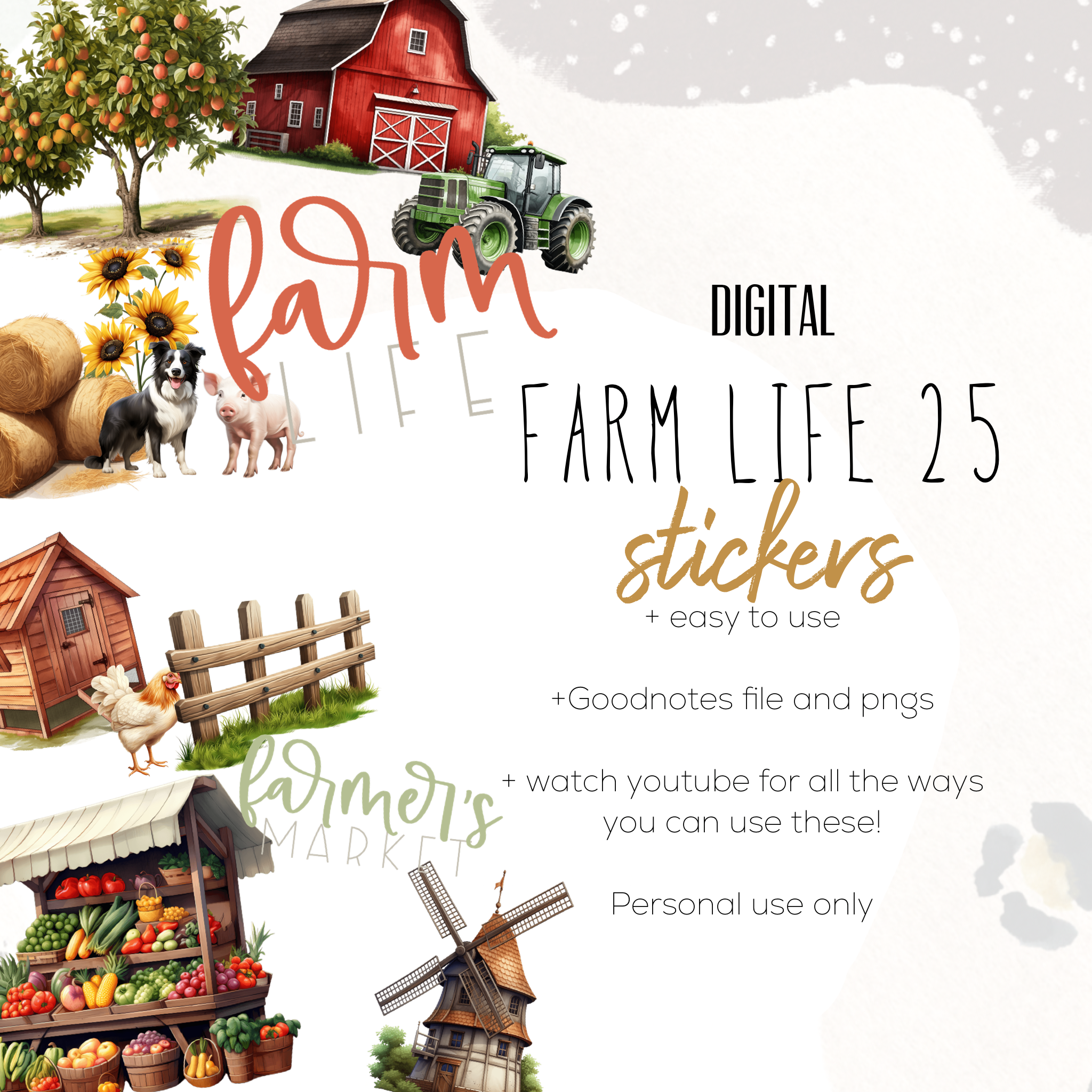 Farm Life 25 Digital Stickers